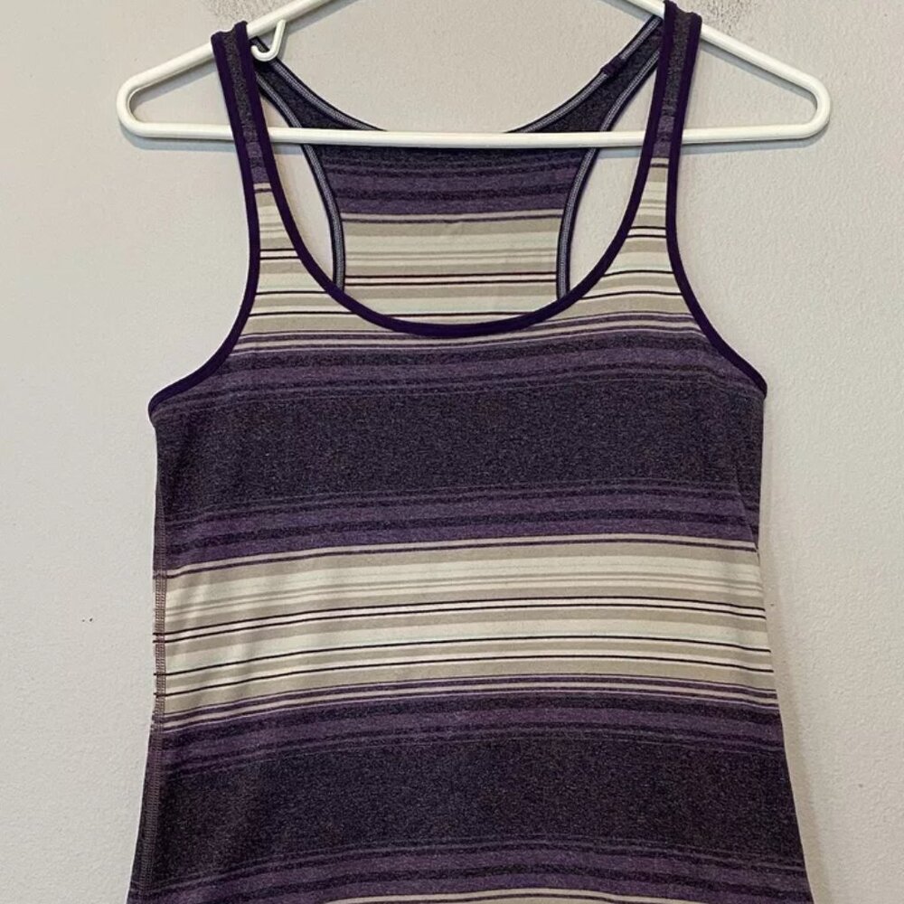 Lululemon Small Purple and Gray striped racerback tank top